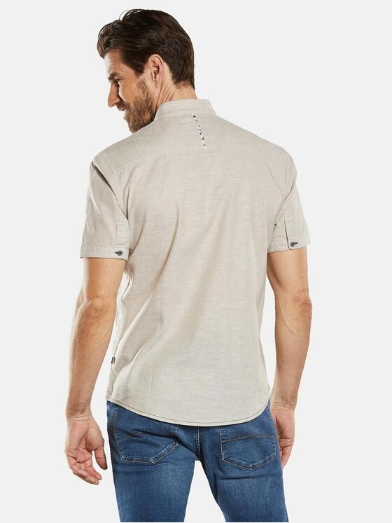 engbers Herren Kurzarm-Hemd mit Leinenanteil Sand 34726