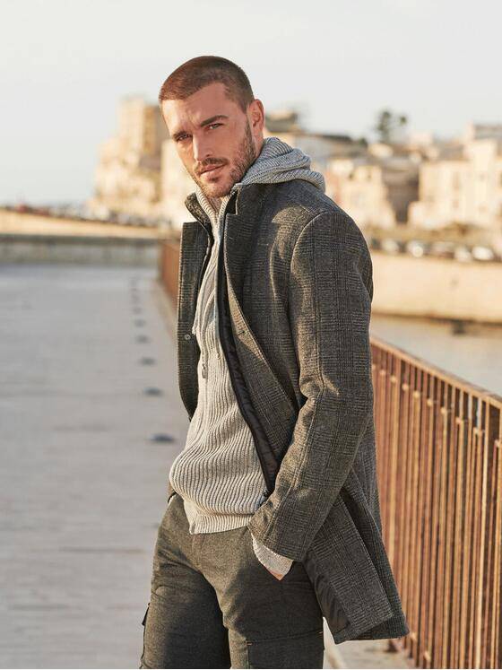 emilio adani Herren Mantel slim fit Grau 35530