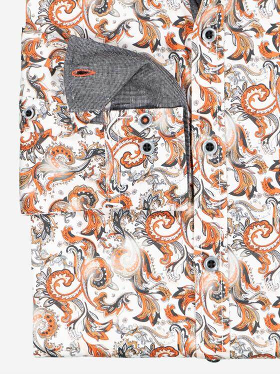 engbers Herren Langarm-Hemd gemustert Orange 37570