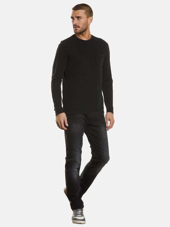 emilio adani Herren Langarm-Shirt strukturiert Schwarz 34315
