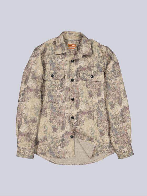 emilio adani Herren Overshirt mit floralem Muster Bordeaux 40984