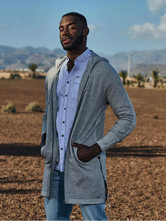 emilio adani Herren Cardigan mit Kapuze Grau 33009