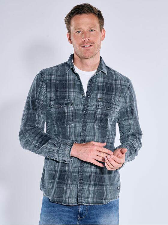engbers Herren Langarm-Hemd kariert Petrolgruen 39209