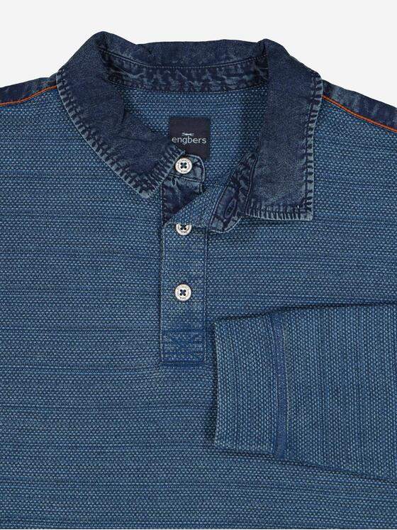 engbers Herren Langarm-Shirt mit Polo-Kragen Royalblau 38183