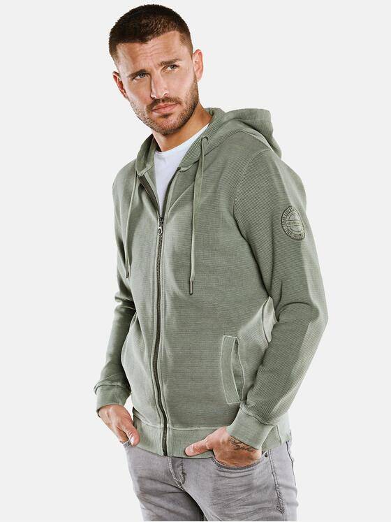 emilio adani Herren Sweatjacke mit Ottomanstruktur Grün 33450