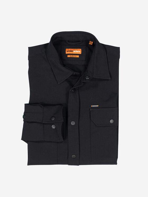 emilio adani Herren Overshirt slim fit Schwarz 37772