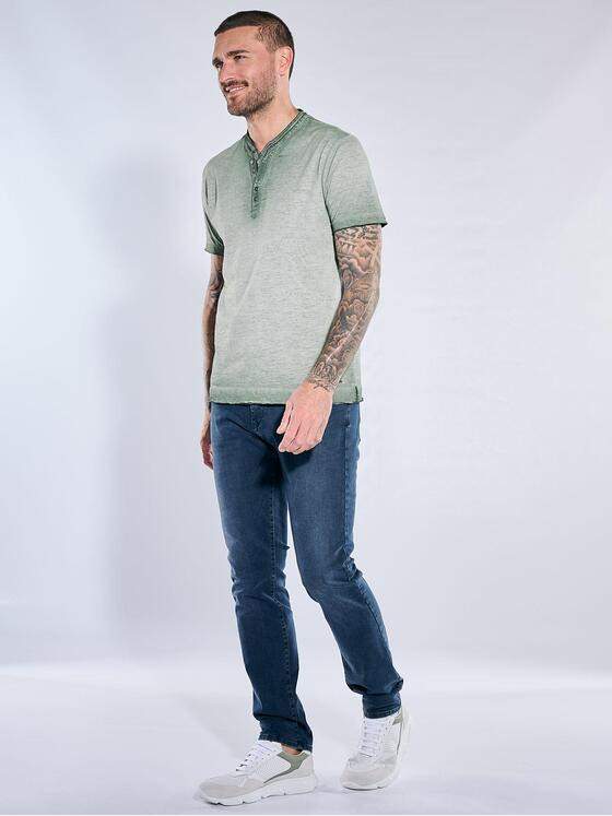 emilio adani Herren Henley T-Shirt Dunkelgruen 40763