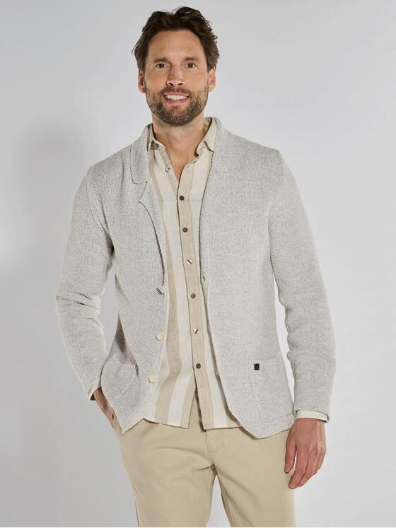 ENGBERS GERMANY Herren Strick-Sakko meliert Beige 36947