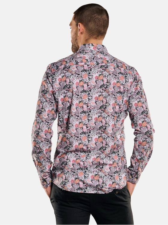 emilio adani Herren Langarm-Hemd mit floralem Print Orange 33100