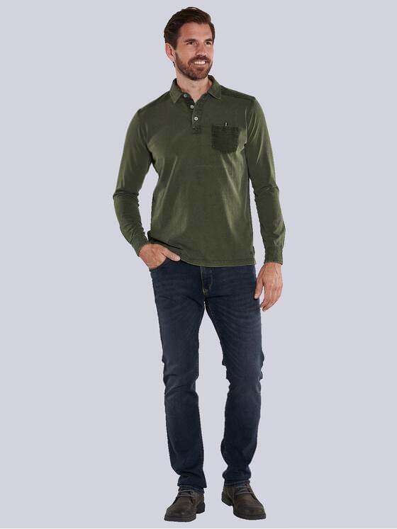 engbers Herren Langarm-Shirt mit Polokragen Grün 35681