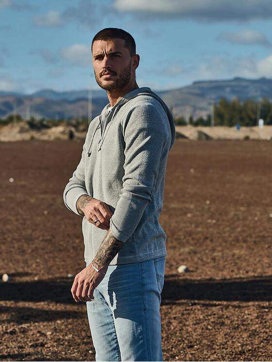 emilio adani Herren Strickjacke mit Kapuze Grau 33010