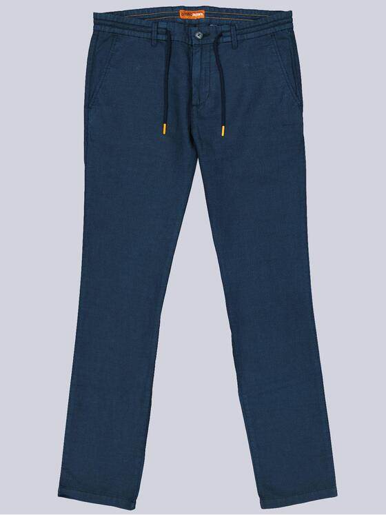 emilio adani Herren Chino aus Leinen-Mischgewebe Marineblau 40352