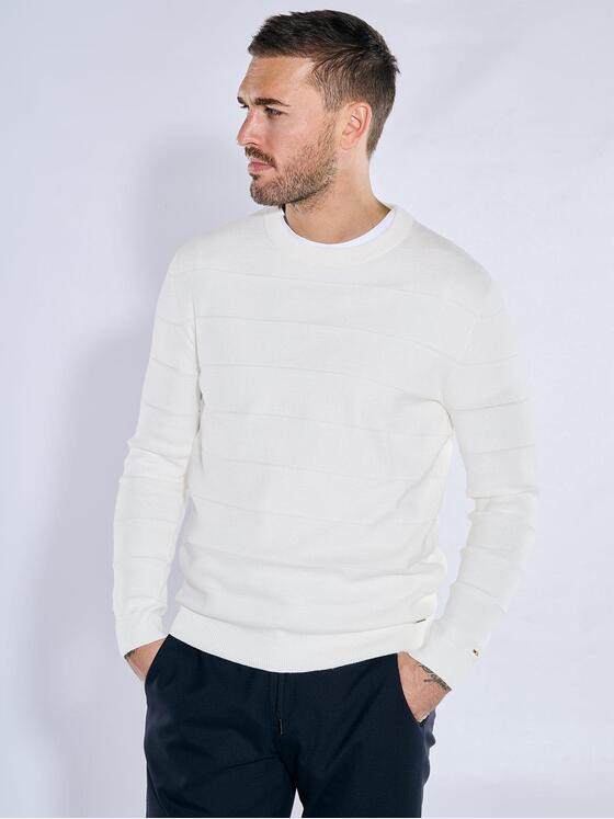 emilio adani Herren Pullover strukuriert Weiß 38217