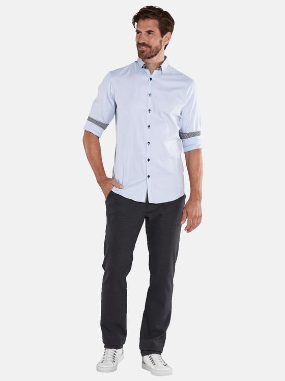 ENGBERS GERMANY Herren Langarm-Hemd mit wertiger Struktur Blau 35282