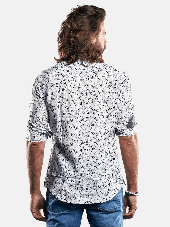 emilio adani Herren Langarmhemd mit floralem Druck Grau 29328