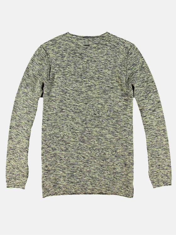 engbers Herren Mehrfarbiger Rundhalspullover Limonengelb 30431