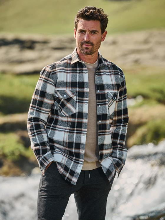 engbers Herren Langarm-Hemd kariert Schwarzbraun 35211