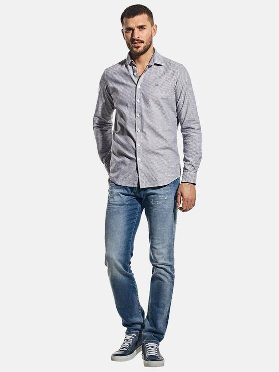emilio adani Herren Printhemd mit feiner Struktur Blau 30323