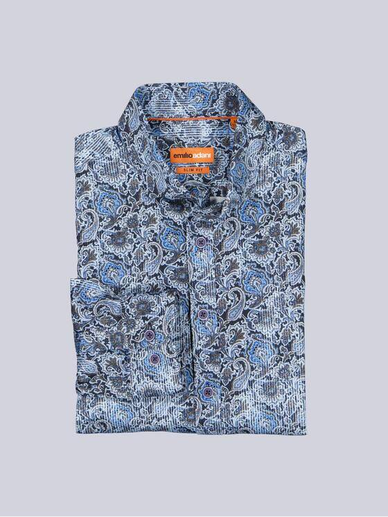 emilio adani Herren Jerseyhemd mit Paisley-Muster Brilliantblau 40936