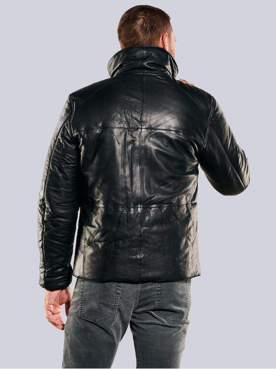 emilio adani Herren Lederjacke slim fit Schwarz 35437