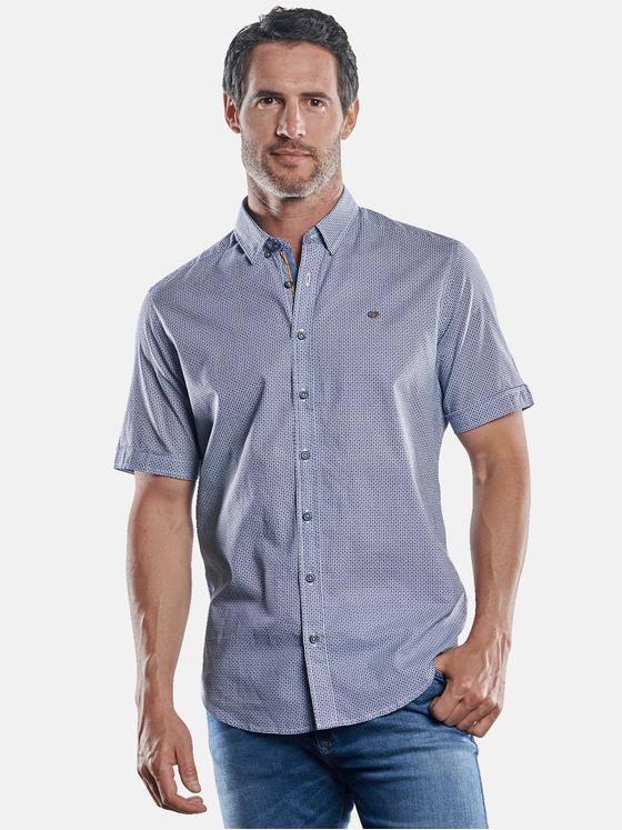 engbers Herren Kurzarmhemd mit Stretch-Anteil und dezenten Kontrastdetails Royalblau 29723