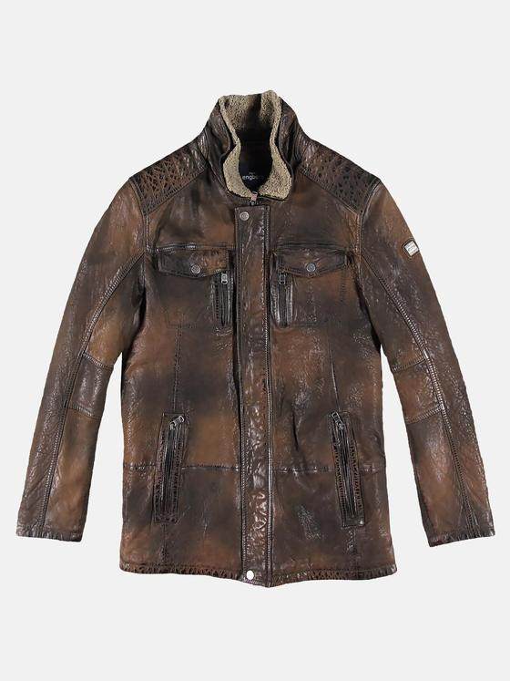 engbers Herren Lederjacke mit abnehmbarem Kunstpelz Braun 30160