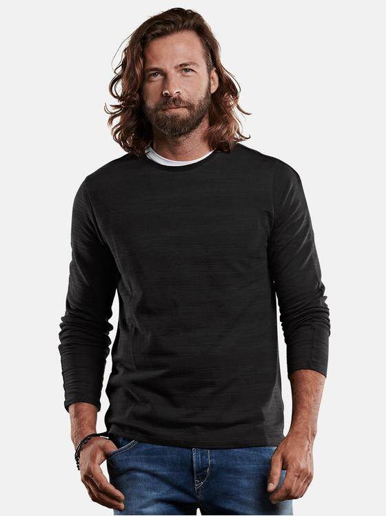 emilio adani Herren Cooles Longsleeve aus softem Jaquard-Material Schwarz 28866