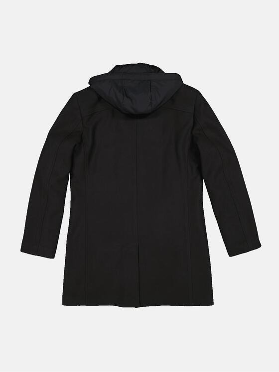emilio adani Herren Mantel mit abnehmbarer Kapuze Schwarz 35261