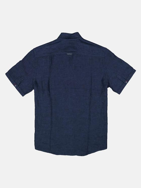 engbers Herren Kurzarm-Hemd aus Leinen Blau 34753