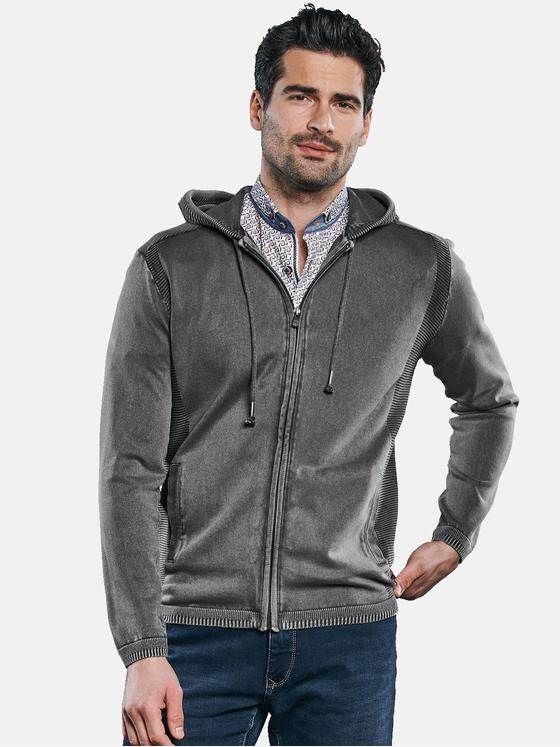 engbers Herren Strickcardigan mit edlem Zipper Silbergrau 31312