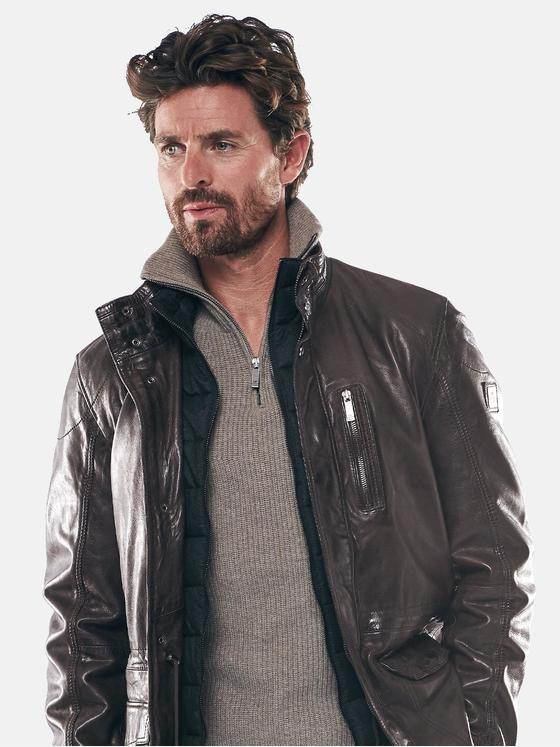 ENGBERS GERMANY Herren Lange Lederjacke Schokobraun 30161