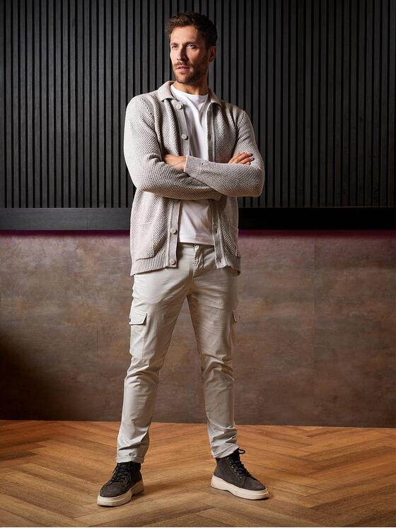 emilio adani Herren Strickjacke strukturiert Creme 38249