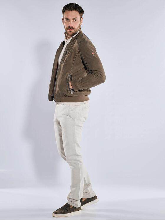 emilio adani Herren Lederjacke slim fit Grün 36517