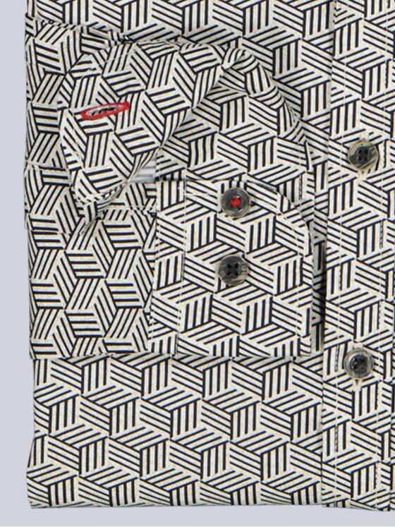 engbers Herren Langarm-Hemd gemustert Beige 39319