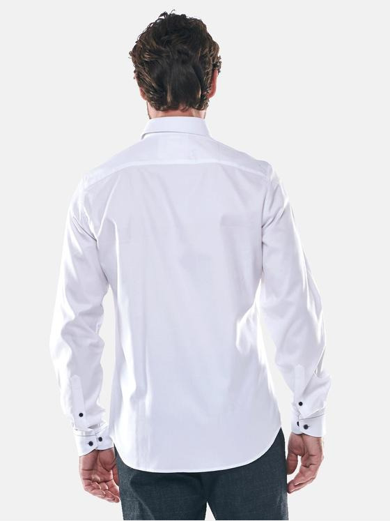 ENGBERS GERMANY Herren Dezent gemustertes Langarmhemd Reinweiss 30530
