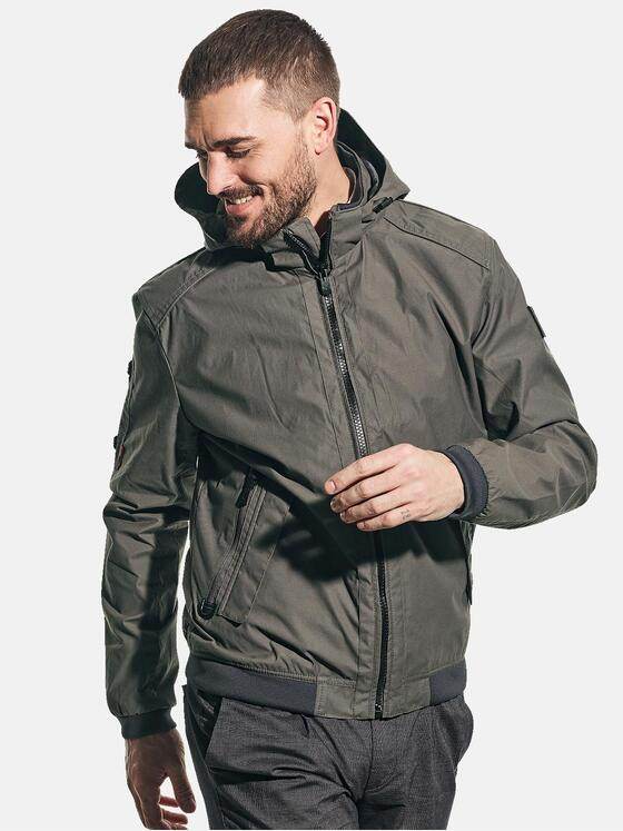 emilio adani Herren Sportive Outdoor-Jacke mit abnehmbarer Kapuze Khaki 31040