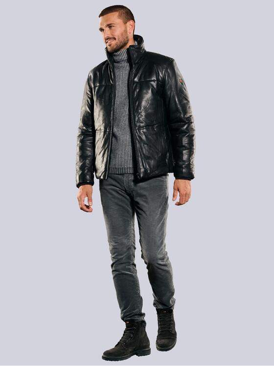 emilio adani Herren Lederjacke slim fit Schwarz 35437