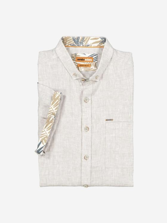 emilio adani Herren Kurzarm-Hemd uni Beige 36856