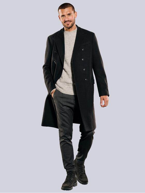 emilio adani Herren Mantel slim fit Schwarz 35528