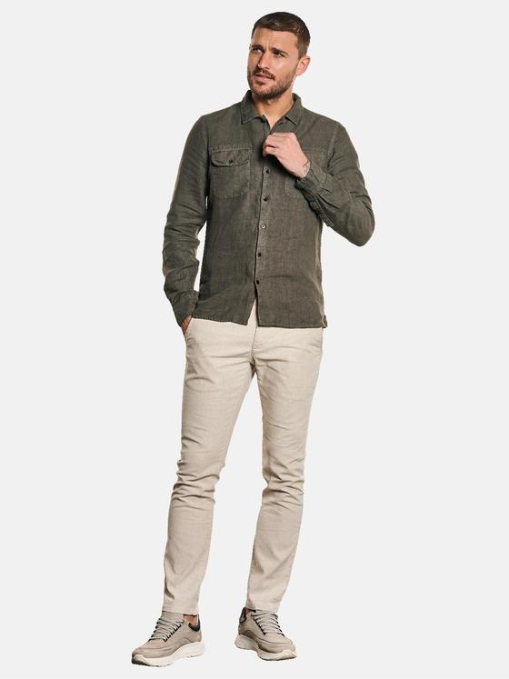 emilio adani Herren Langarm-Hemd im Overshirt Design Grün 32622
