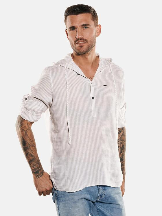 emilio adani Herren Langarm-Hemd gemustert Beige 35038