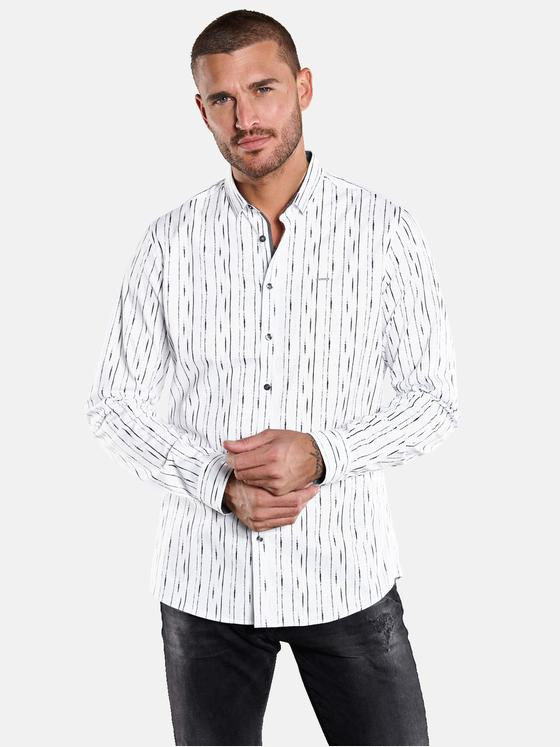 emilio adani Herren Langarm-Hemd gestreift Grau 34389