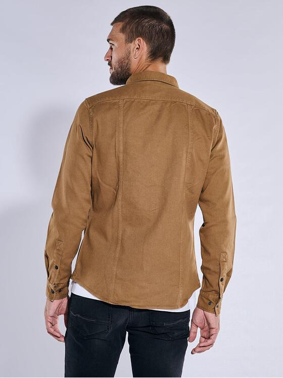 emilio adani Herren Overshirt aus Twill slim fit Braun 37229