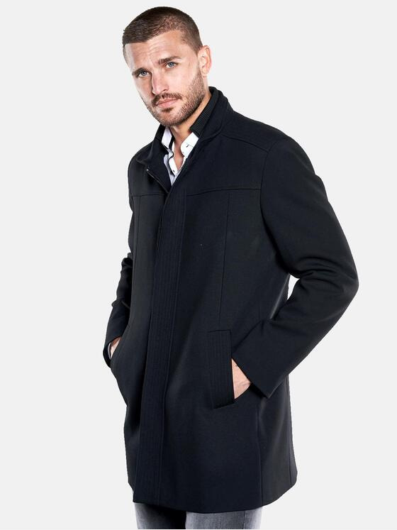 emilio adani Herren Mantel mit abnehmbaren Kragen Schwarz 33580