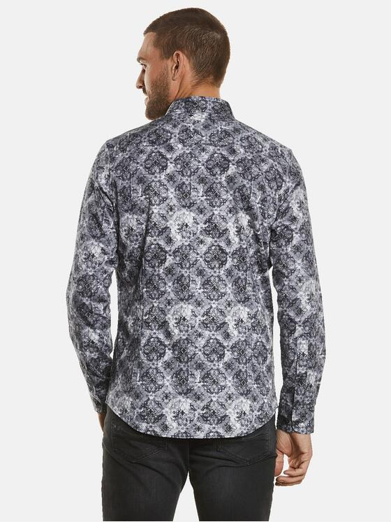 emilio adani Herren Langarm-Hemd gemustert Beige 34276