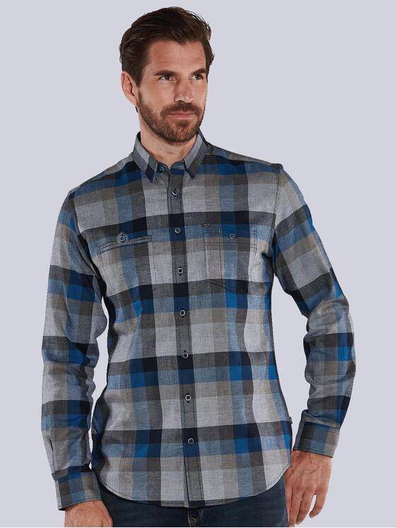 engbers Herren Langarm-Hemd kariert Tuerkis 36088