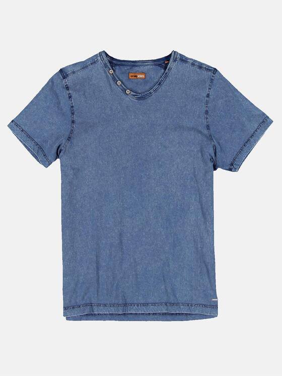 emilio adani Herren V-Neck T-Shirt aus super softem Baumwollmaterial Blau 30580