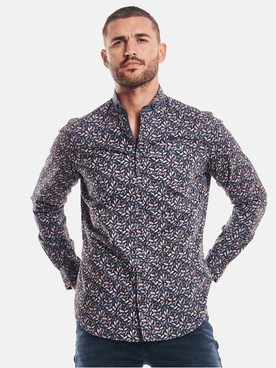 emilio adani Herren Langarm-Hemd gemustert Orange 32428