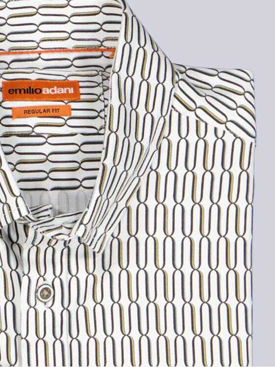 emilio adani Herren Langarm-Hemd gemustert Naturweiss 39206