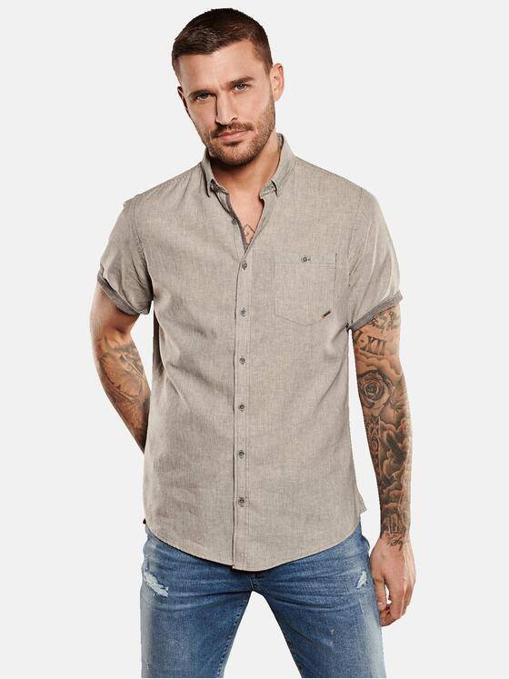 emilio adani Herren Kurzarm-Hemd gestreift Beige 34957